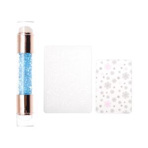 Double Head Nail Art Stamp Blue Gold Tone 3 Pcs